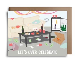 Let's Over Celebrate Wenskaart - Happy Birthday Card