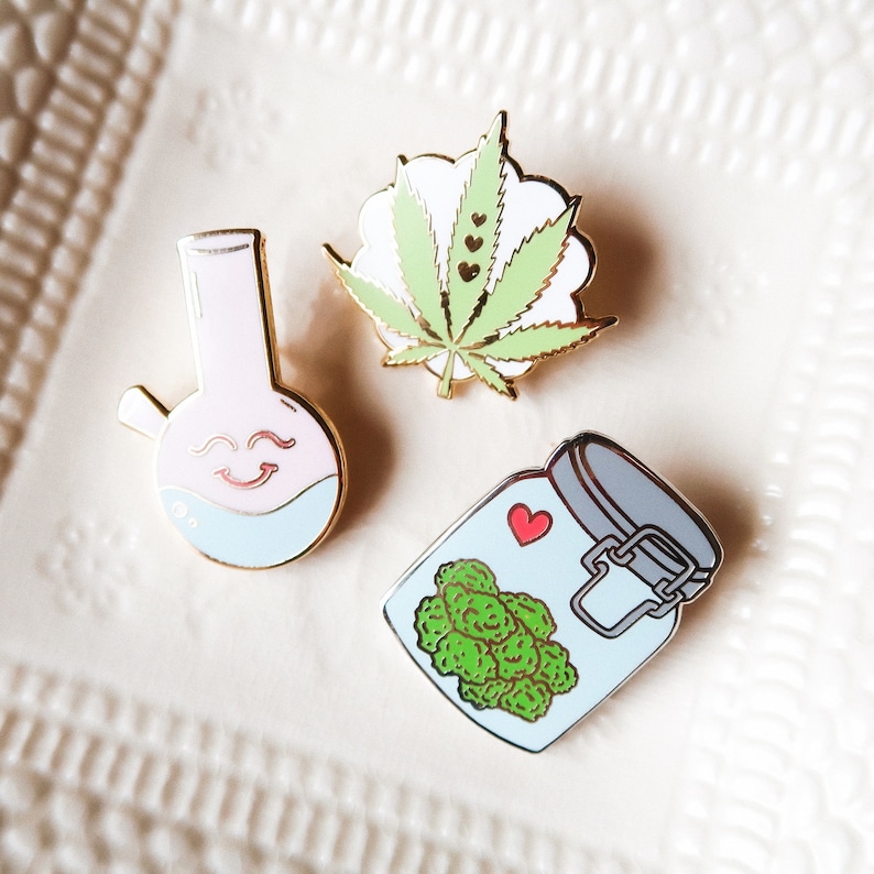 Weed Themed Pins Enamel Pin Pack of 3 Etsy