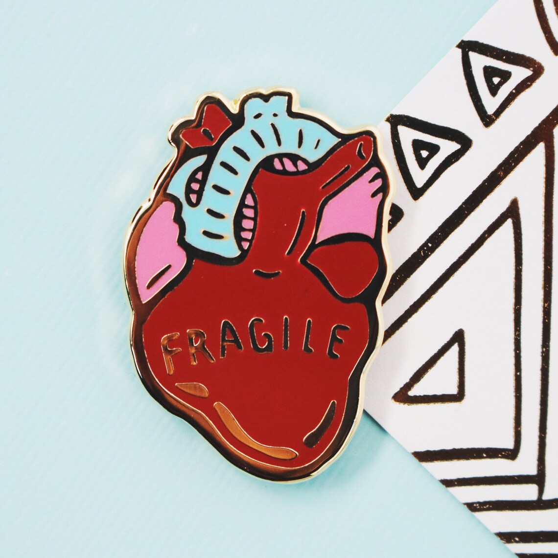 Fragile Heart Enamel Pin Etsy