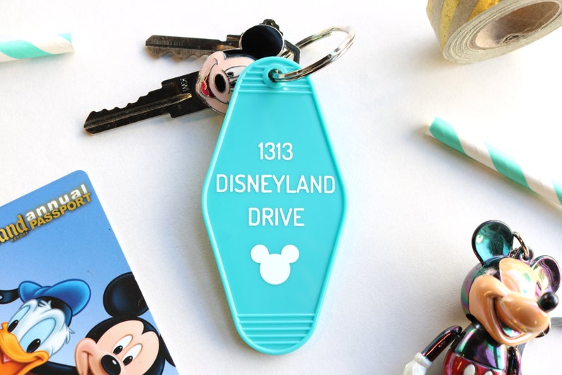 1313 Disneyland Drive Key Tag Mickey Mouse Keychain Turquoise image 1