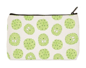 Prickly Hedgehog Canvas Zip Pouch - Make Up Bag - Pencil Case - Travel Pouch