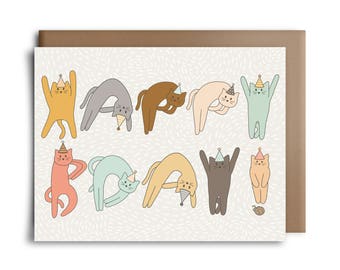 Happy Birthday Cats Greeting Card - Happy Birthday Card