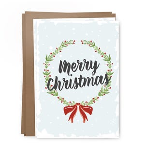 10 Card Pack - Merry Christmas Card Set - Wreath Theme