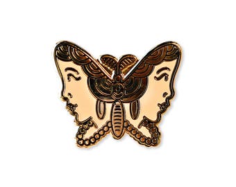 Flapper Lady Moth Enamel Pin