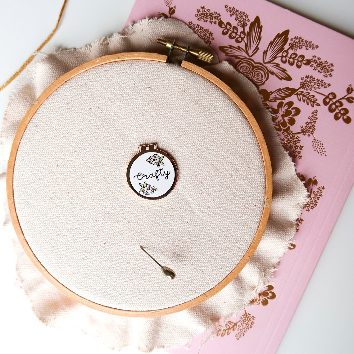 Crafty Embroidery Hoop Enamel Pin Etsy UK