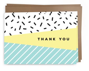 10 Card Pack - Thank You - Card Set - Block Print Theme - Etsy