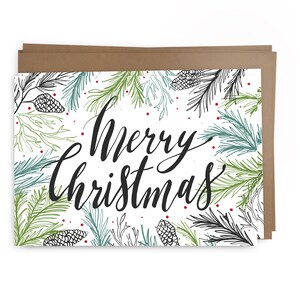 10 Card Pack - Merry Christmas Card Set - Pines Theme