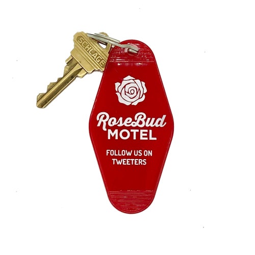 Llavero de motel RoseBud: llavero rojo sólido