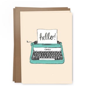 10 Karten - Hello! - Typewriter Grußkarten-Set