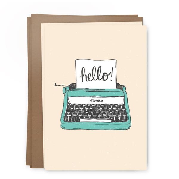 10 Card Pack - Hello! - Typewriter Greeting Card Set