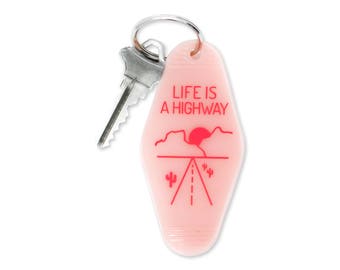 Life Is A Highway Key Tag - Transparent Pink Keychain