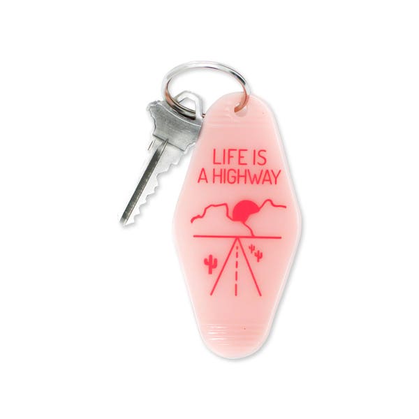 Life Is A Highway Key Tag - Transparent Pink Keychain