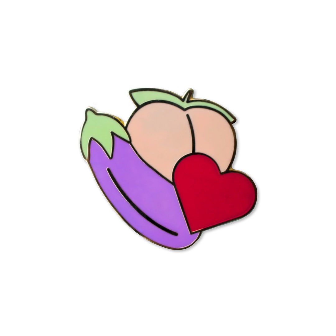 Emoji Enamel Pin Eggplant and Peach Pin Etsy