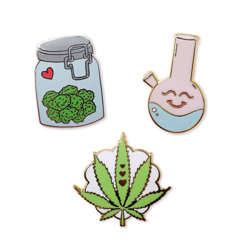Weed Themed Pins Enamel Pin Pack of 3 Etsy