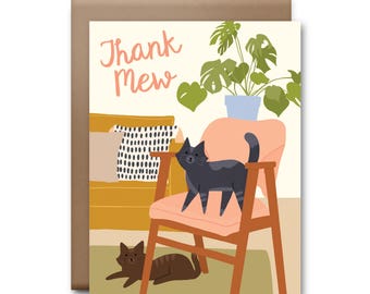 Thank Mew Greeting Card - Thank You Card