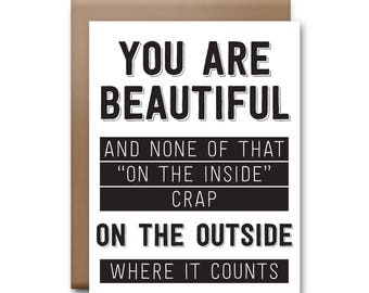 You Are Beautiful Greeting Card - Friendship Card - BFF Card