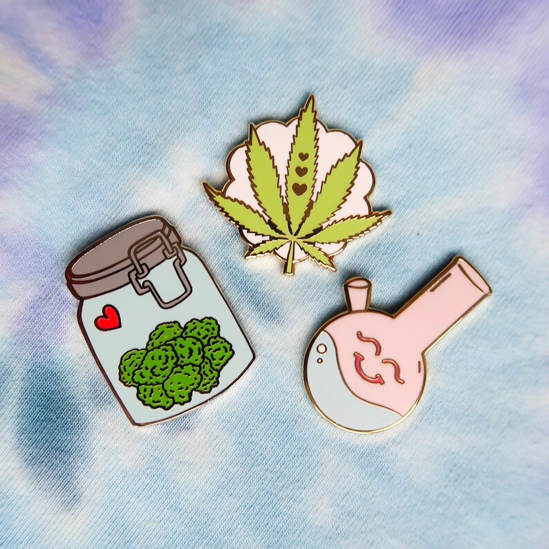 Weed Themed Pins Enamel Pin Pack of 3 Etsy