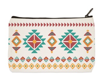 Southwest Canvas Zip Pouch - Make Up Bag - Pencil Case - Travel Pouch