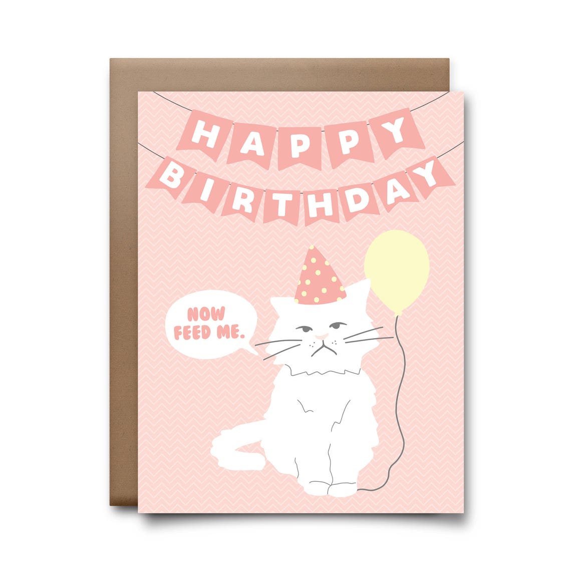 Happy Birthday Now Feed Me Cat Greeting Card - Happy Birthday Card - Etsy