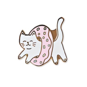 Cat Enamel Pin - Cat with Donut - Jacket Pin - Cat Lover