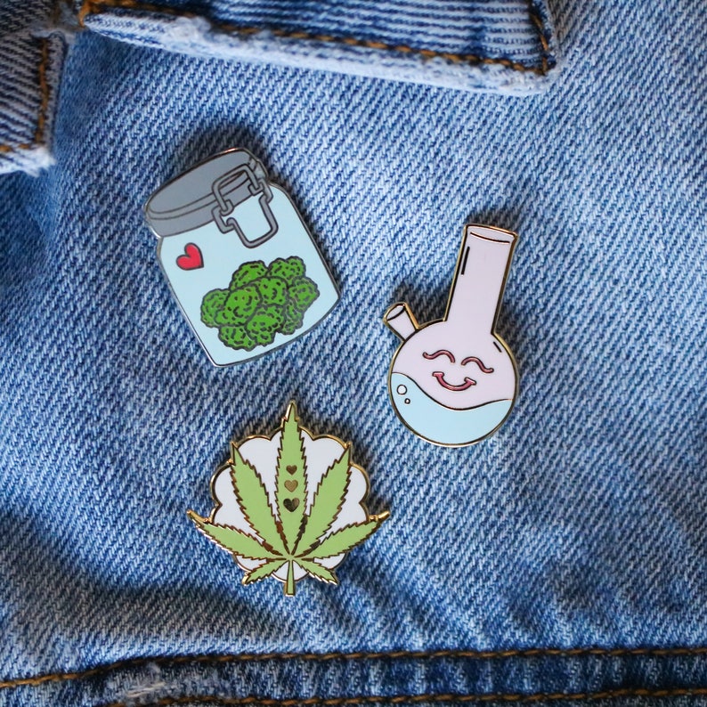 Weed Themed Pins Enamel Pin Pack of 3 Etsy