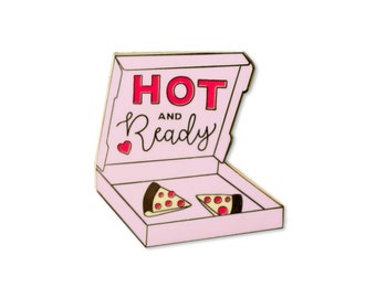 Hot and Ready Enamel Pin - Pizza Box Pin