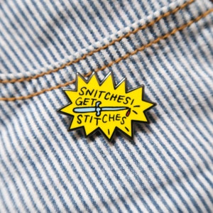 Snitches Get Stitches Enamel Pin Knife Pin image 2