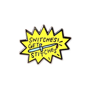 Snitches Get Stitches Enamel Pin Knife Pin image 1