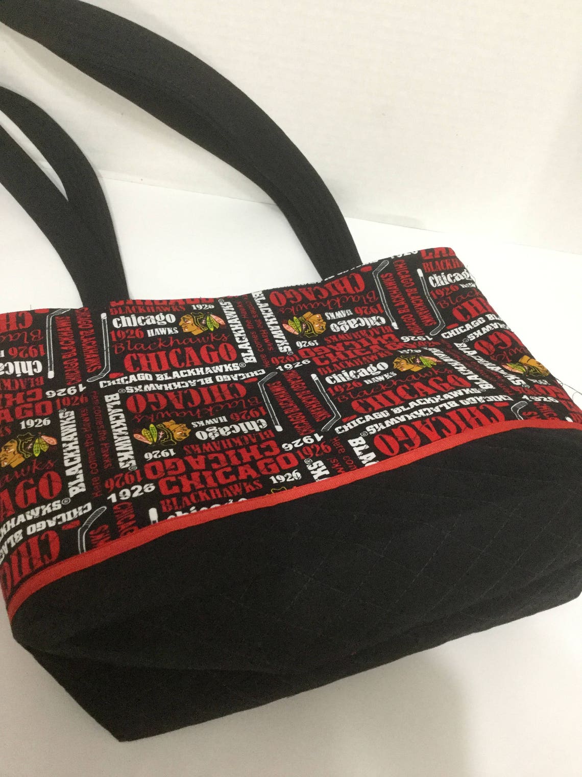 Blackhawks Quilted Purse Quilted Tote Chicago Blackhawks Etsy