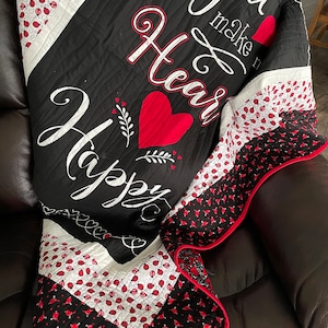 Happy Heart Quilt - Baby Quilt - Crib Quilt  - Lap Quilt - Primary ColorQuilt - Homemade Quilt - Toddler Quilt - Toddler Playmat