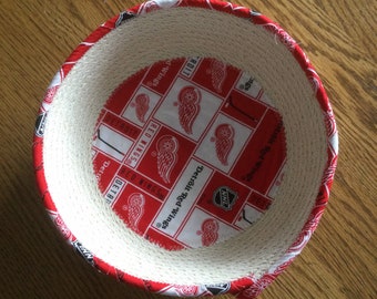 Detroit Red Wings Rope Bowl Fabric Rope Bowl Coiled Fabric Basket Coiled Rope Bowl Catch all Bowl