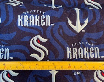 Seattle Kraken Cotton Fabric NHL Fabric Sykes Premium Fabric Kraken Fabric