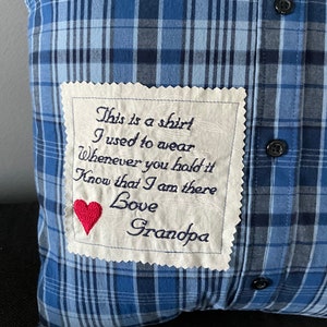 Memory Pillow Made wi Loved Ones Clothing Handmade Pillow Keepsake Pillow Memorial Pillow