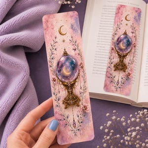 Crystal Ball Bookmark | Witchy Bookmark | Fantasy Bookmark | Celestial Moon Bookmark | Romantasy Reader Gift