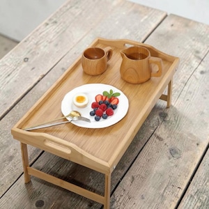 Foldable Bamboo Laptop Desk – Bed Tray Table, Breakfast Serving Tray