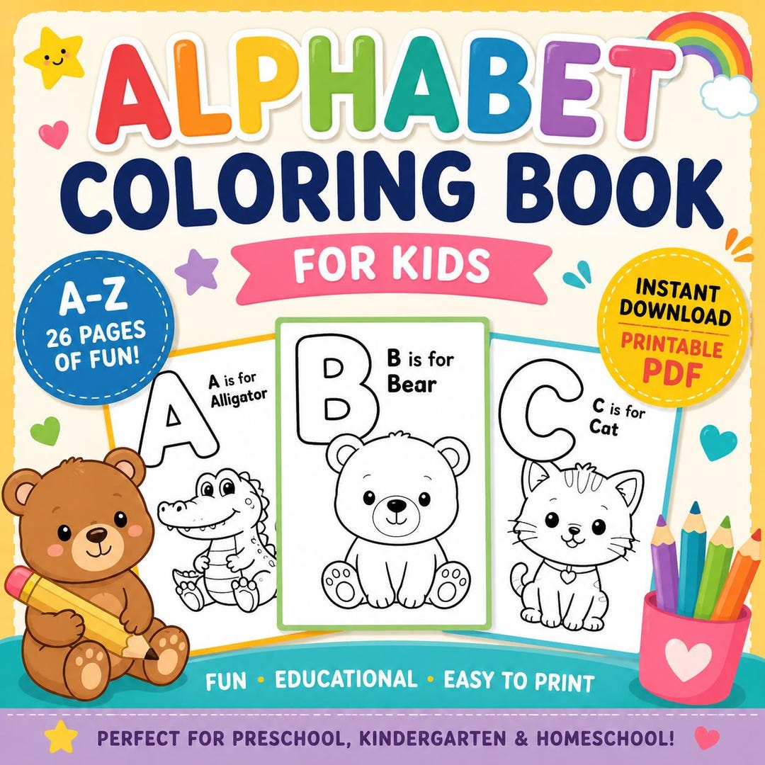 Alphabet Coloring Book Printable for Kids | ABC Coloring Pages ...