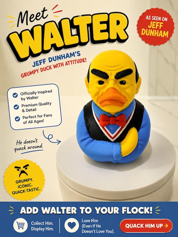 3D Printed J D Walter Duck Figurine: Custom Character Art Toy