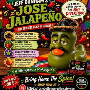 3D-utskriven J D Jose Jalapeño Anka-figur: Anpassad karaktärskonstleksak
