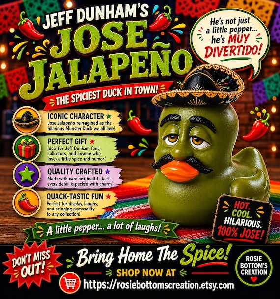 3D Printed J D Jose Jalapeño Duck Figurine: Custom Character Art Toy