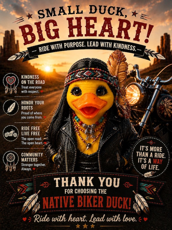 3D Printed Biker Duck Figurine – Indian Motorcycle Style Decor