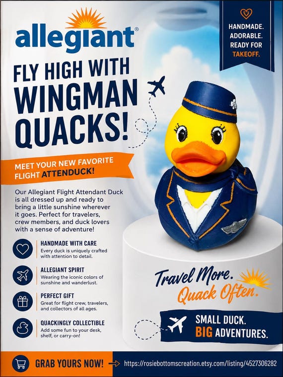 3D printed Airline Allegiant Flight Attendant custom accessory figurine