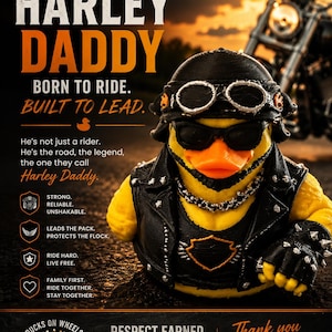 3D Printed Biker Harley Rider Duck Figurine – Biker Dad Gift