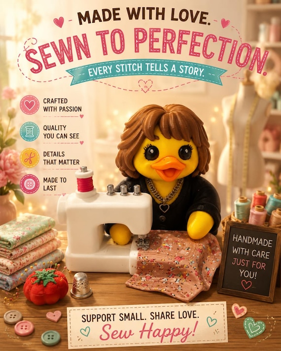 3D Printed Duck Sewer Figurine: Custom Sewing Machine Decor
