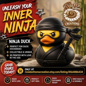 3D Printed Ninja Duck– Custom Accessory figurine