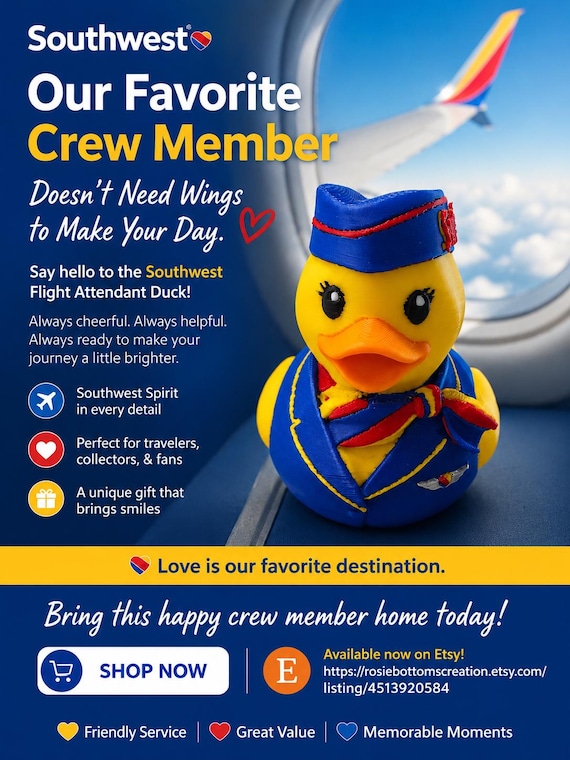 3D printed Airline Southwest Flight Attendant Duck