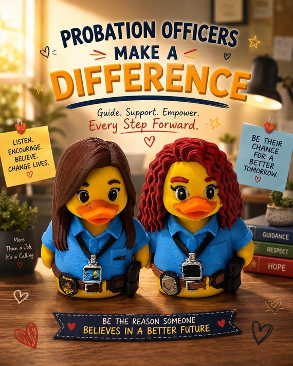 3D Printed Law Enforcement Probation Officer Duck, Custom Accessory Figurine