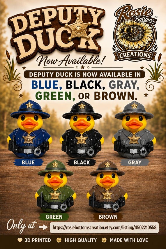 3D Printed Law Enforcement Deputy Duck Toy: Customizable Sheriff Duck Figurine