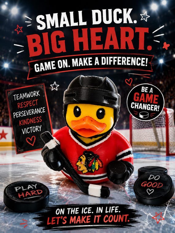 3D Printed Sports Hockey Duck,  Custom Accessory Figurine