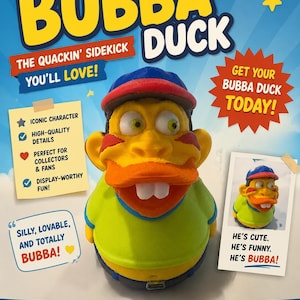 3D-utskriven J D Bubba Duck-figur: Anpassad karaktärskonstleksak