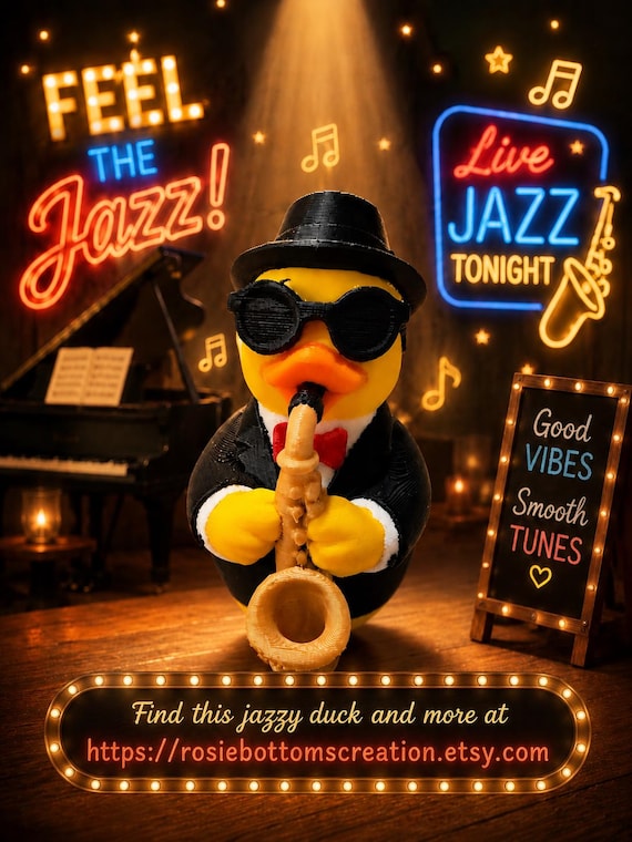 3D Printed Jazzy  Duck Figurine: Custom Character Art Toy